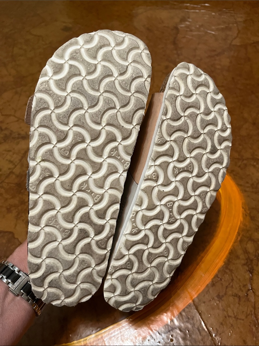 Women’s Birkenstock Two-Band Sandals in Beige and Light Gray SZ 36 - Picture 6 of 11